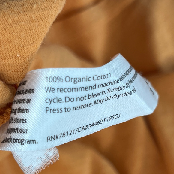 EILEEN FISHER Top M Slub Organic Cotton Jersey V-Neck Short Sleeve Orange - Picture 10 of 13